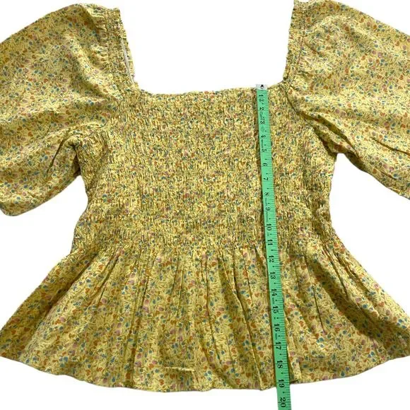 a.n.a a new approach Woman Yellow Shirred Blouse puff sleeves SZ/ XLT - Picture 8 of 10